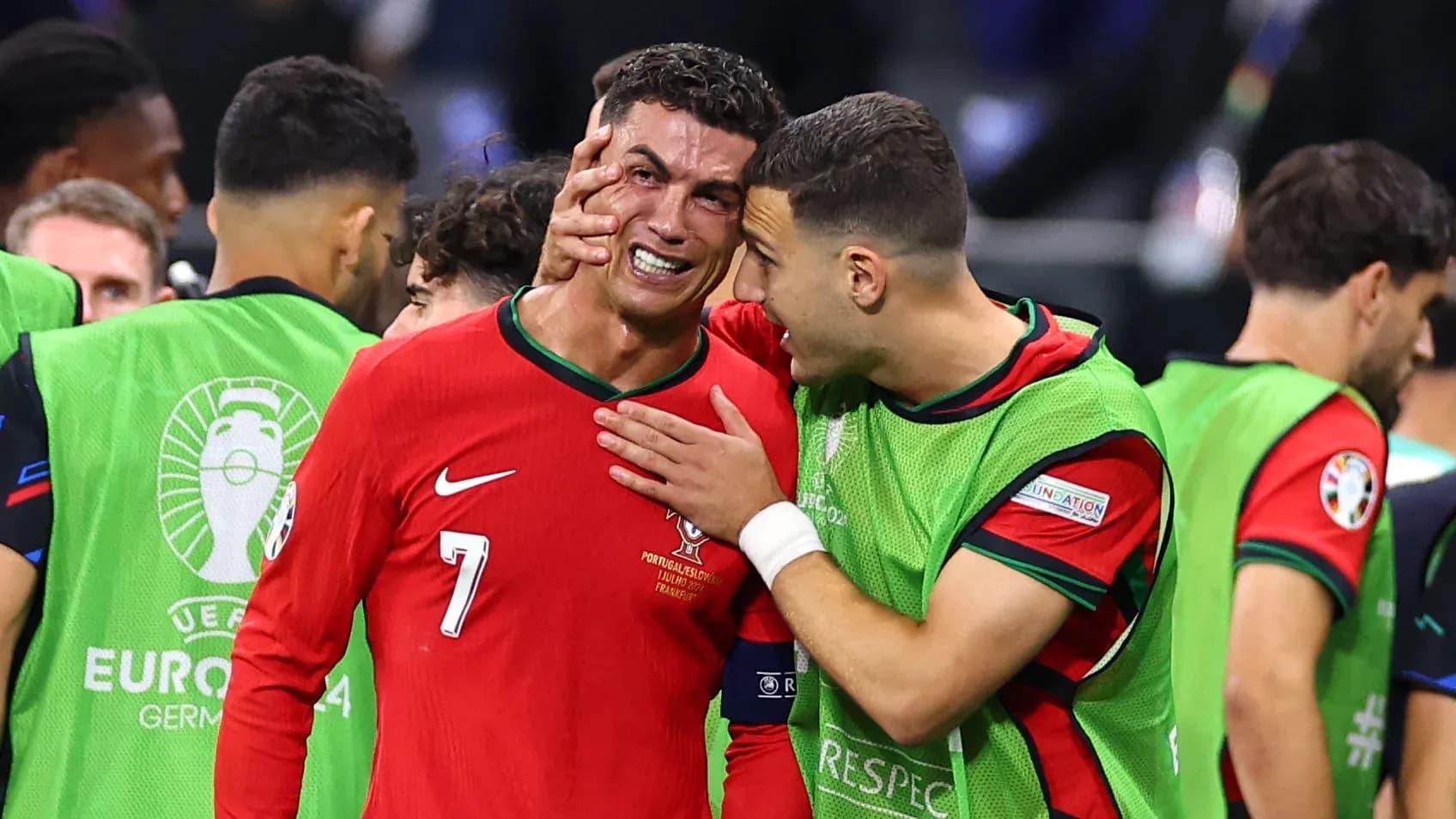 Cristiano Ronaldo interacting with teammate after match Cristiano Ronaldo interacting with teammate after match