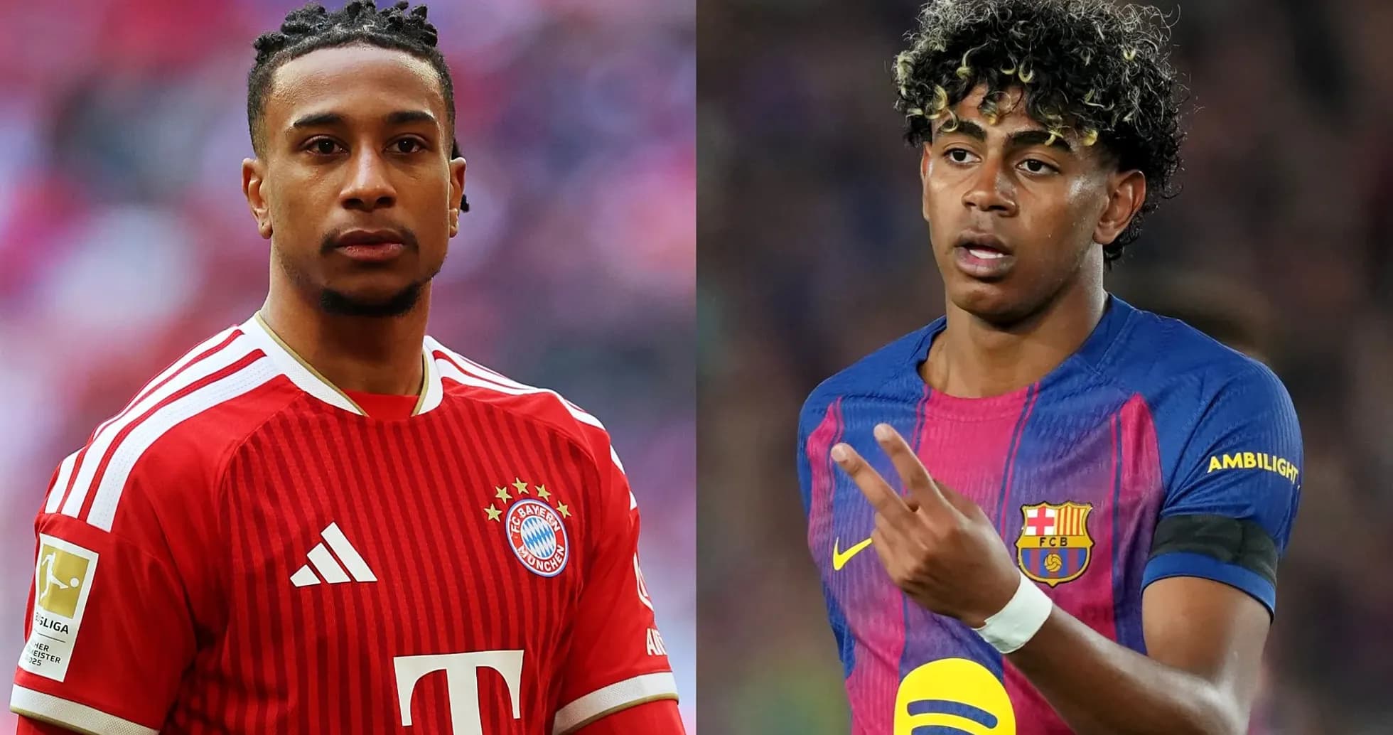 Jugadores de Bayern y Barcelona en el campo Jugadores de Bayern y Barcelona en el campo