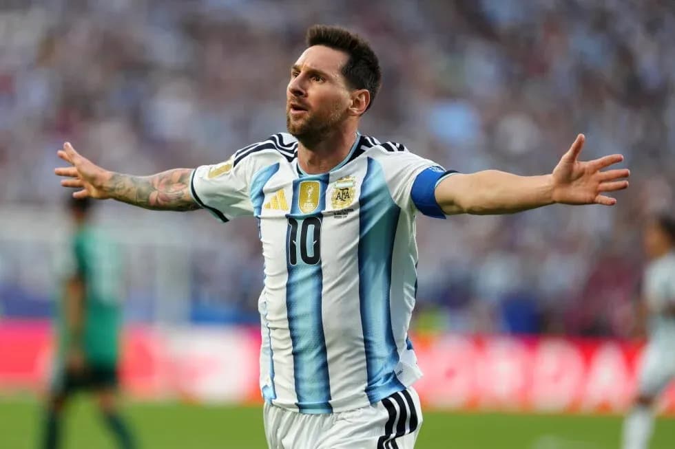 Lionel Messi celebrando un gol en el partido Lionel Messi celebrando un gol en el partido